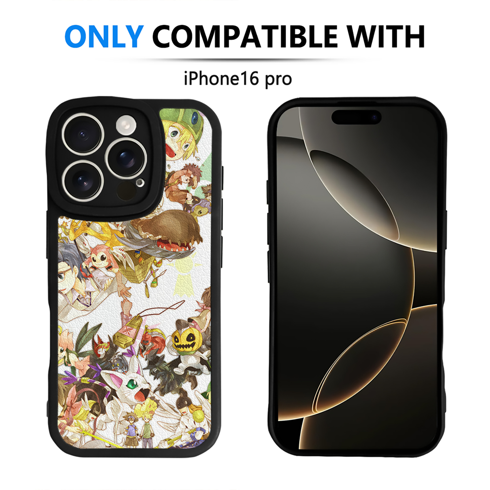 （画像用） Digimon デジタルモンスター/デジモン 【iPhone 16シリーズ対応】シリコンスマホケース（レザー調） 材質：シリコン